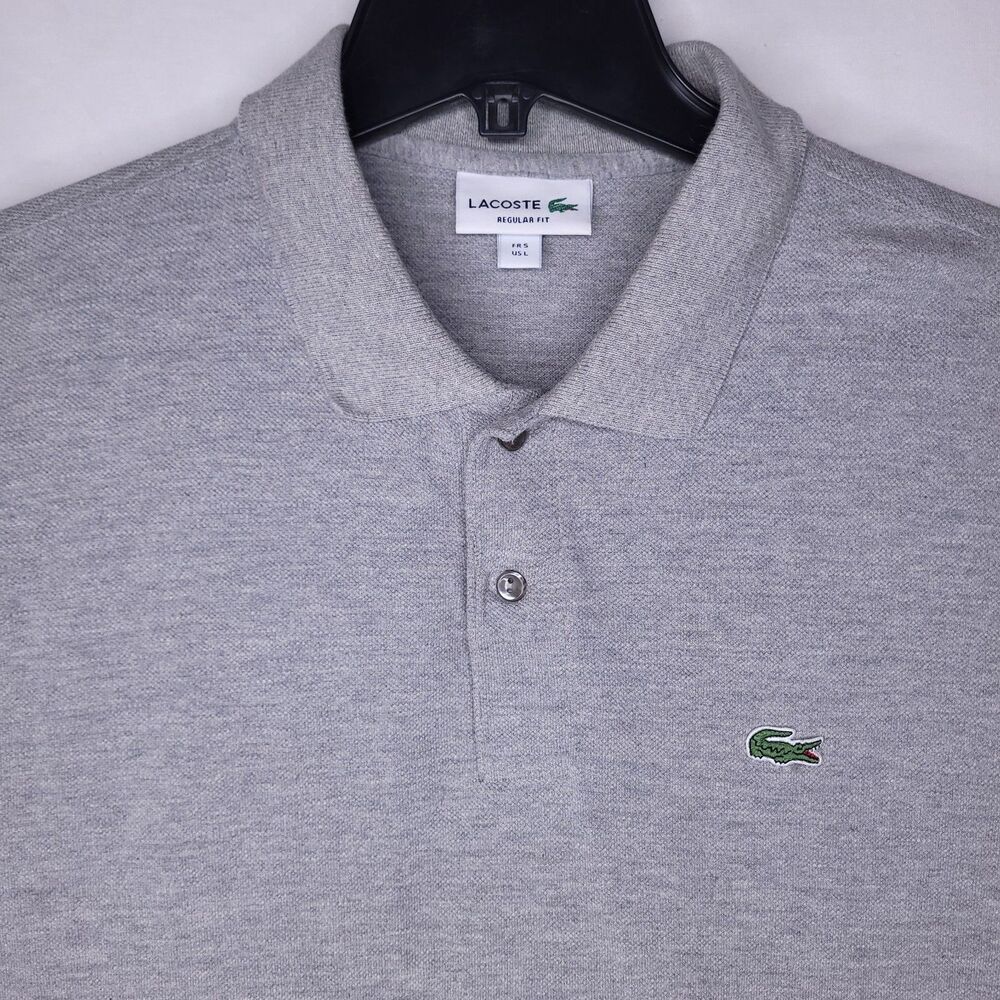 Lacoste Polo Shirt Mens Large Gray Gator Regular Fit
